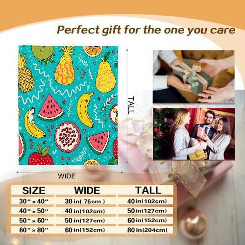 Manta Polar 220 x 240 Frutas de Colores, Mantas para Cama 105 de Franela Cálida y Cómoda para Niños y Adultos, Mantitas para Sofá Reversible para Cubre Sofa Colchas, Fácil de cuidar_8411a