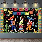 死者の日の背景、6 x 4フィートの特大ファブリックメキシカンディアデロスムエルトスバナー ハロウィンパーティーデコレーション用品 フォトブース背景 スカル背景バナー