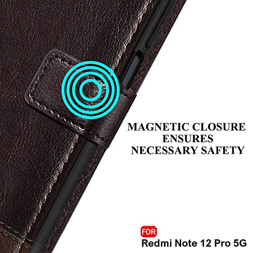 Image of TheGiftKart Flip Back Cover Case for Mi Redmi Note 12 PRO 5G | Dual-Color Leather Finish | Inbuilt Stand & Pockets | Wallet Style Flip Back Case Cover for Mi Redmi Note 12 PRO 5G (Coffee & Brown)