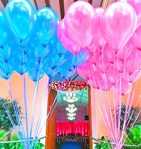 AMFIN® 10 Inch (Pack of 50) Metallic Birthday Light Blue & Pink Balloons for Decoration, Decoration for Weddings, Engagement, Baby Shower, 1st Birthday, Anniversary Party, Theme Party, Office Party