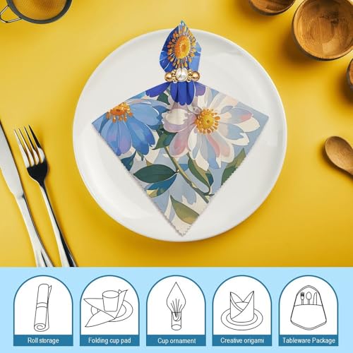 Servilletas de Tela con Flores Acuarela - Pack 4 piezas miniatura 7