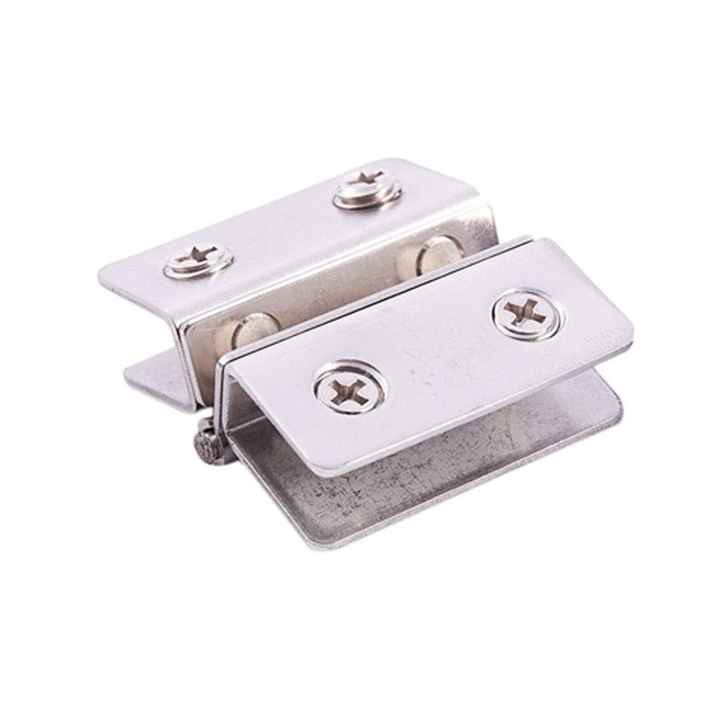 Myxjx Parent Hinges, 2X Shower Glass Door Adjustable Double Clamp Hinge Silver Stainless Steel