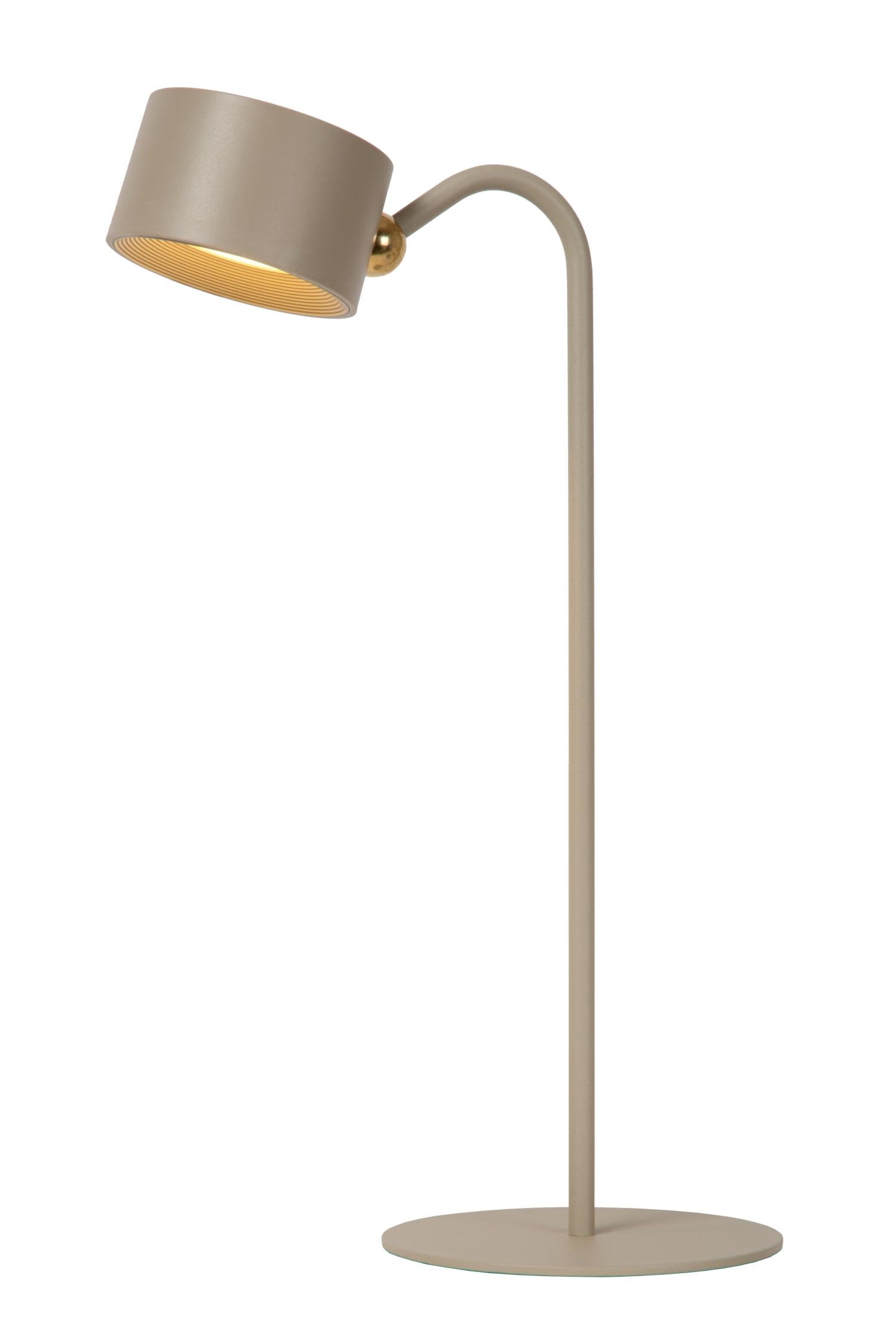 LUCIDE Jolan Rechargeable Desk Lamp, Battery/Battery, LED Dim to Warm, 1 x 3.5 W, 2700 K/5700 K, Taupe