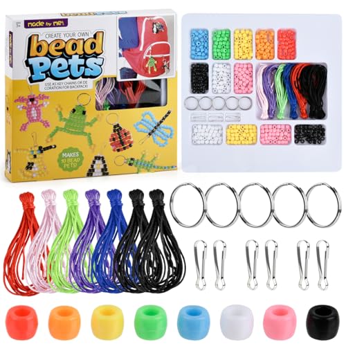 OTYMIOW Kit Perles Animaux DIY Porte-Clés 440PCS Coffret avec Clip et Cordon pour la Fabrication de Porte-Clés Boîte de Perles Animaux à Fabriquer Soi-Mêm Ensemble...