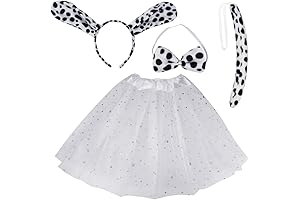 Dalmatian Dog Costume Set for Kids: Ears, Headband, Bowtie, and Tutu