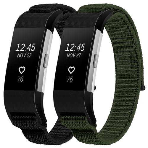 XANS Nylon Watch Straps Compatible with Fitbit Charge 2 Adjustable Breathable Nylon Sport Loop Replacement Bands for Fitbit Charge 2 Women and Men