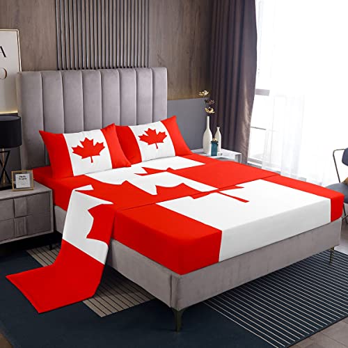 Erosebridal Canadian Flag Fitted Sheet for Boys, Maple Leaf