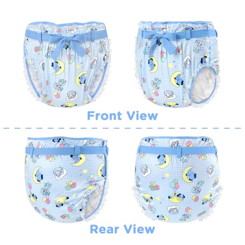 Image of Littleforbig Silky Adult Ribbon Omutsu Diaper Wrap Cover Washable Adjustable Reusable Waterproof - Little Blue S