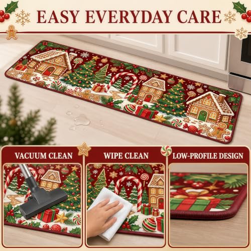 Christmas Kitchen Mat Gingerbread Rug Set of 2 Non Slip Holiday Decor - image 7