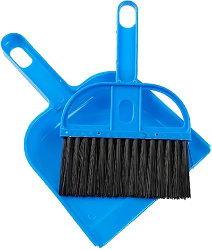 Mini Dustpan And Broom Set Portable Plastic Brush Set (Blue) Used For Desk, Home, Kitchen,Cage Cleaning Of Any Small Animals, Guinea Pigs, Rabbits, Hamsters #TOP6