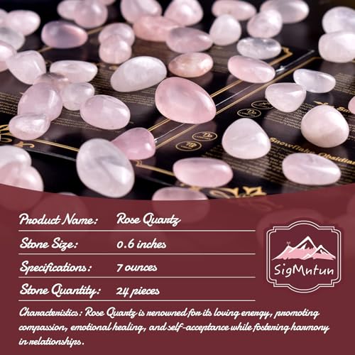 Image of Polished Stone Set Rose Quartz Crystals, Handpicked Tumbled Gemstones Rocks, Pebbles for Reiki, Chakra, Healing, Home Decor 0.6 inch Inches 7 Ounces