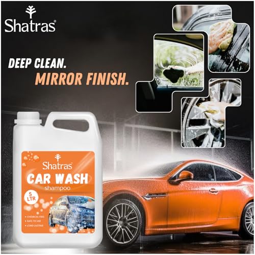 Image of Shatras Car Wash Shampoo - High Foam Car Cleaning Liquid | pH Neutral Formula | Scratch-Free Wash | Deep Cleaning & Extra Shine | Suitable for All Vehicles - 5L (ORANGE)