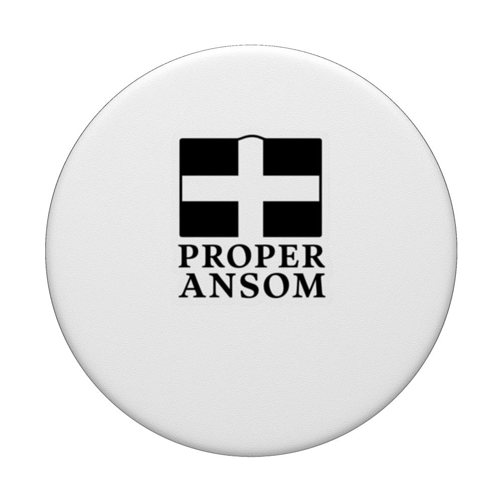 Proper Ansom Cornish Flag Love Cornwall PopSockets Swappable PopGrip, Black - Image 3