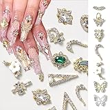 20 PCS 3D Alloy Nail Charms - Pearl Nail Charms 3D Nail Art Charms 3D Nail Rhinestone Charms Butterfly Petal Metal Nail Decorations for Acrylic Nails for Women or Girls Nail Accessories(Mixed Loading)