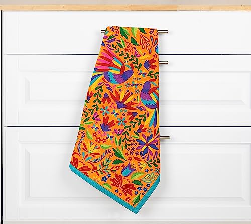 Excelsa Mexican Flowers Kitchen Towel 100% Cotton 70 x 50 cm with Hole, Front Decoration Mexican Flowers - Image 4