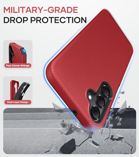 Image of Vihibii for Samsung Galaxy A16 Case, [Double Layer Drop Protection] with 2X Screen Protector, Shockproof Soft Silicone Inner Case & Rugged Hard Outer Cover Phone Case for Samsung Galaxy A16 5G, Red