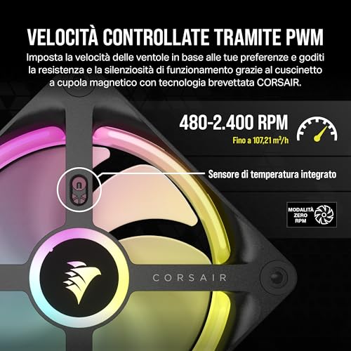 CORSAIR iCUE LINK QX120 RGB Cupola Magnetica da 120 mm Ventola - Nero - Sistema di raffreddamento - Immagine 5