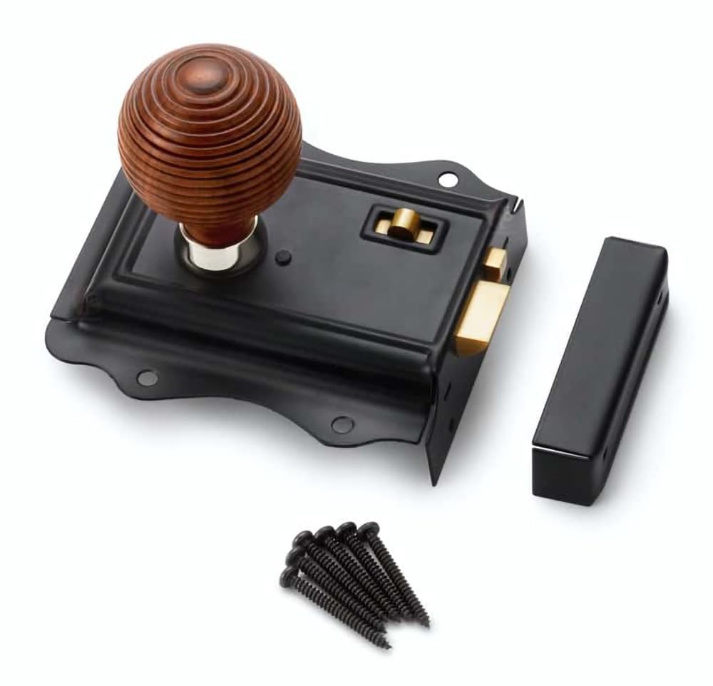 Ab Hardware Black Brass Olde Victorian Rim Lock Rosewood Polished Nickel Beehive Door Knobs