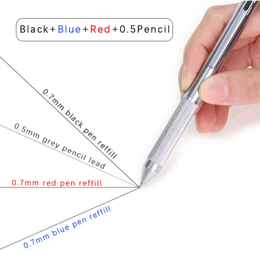 New Technology Gravity Sensor 4 In 1 Multicolor Ballpoint Pen Metal Multifunction Pen 3-colors Ball Point Refill and Pencil Lead (Black) - Image 3