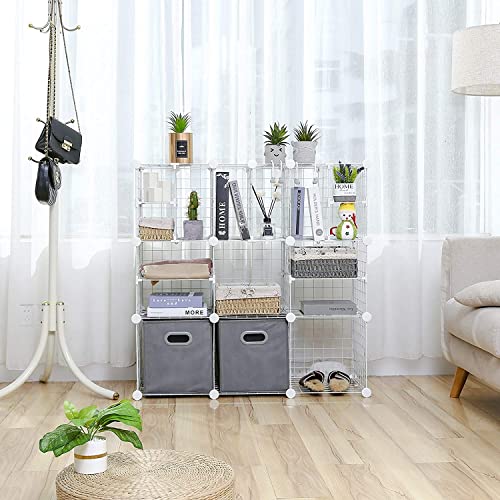 C&Ahome Wire Cube Storage, Wire Grids Organizer Unit With Large And Small Dividers, Metal C Grids Shelving, Storage Bins, Ideal For Closet Cabinet, Bedroom, Living Room, Office, Dormitory, White #TOP3