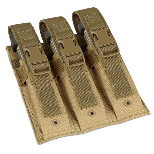 Savior Equipment Tactical Open-Top Triple Pistol MOLLE Magazine Pouch - Adjustable & Removable