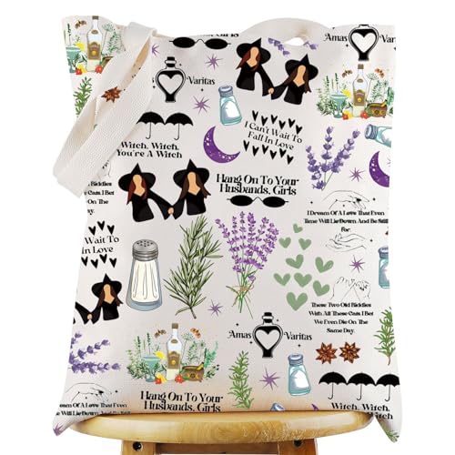 WZMPA Bolsa de ombro Sisters Apothecary Magic Witches Gift Salt Rosemary Lavender Love Bolsa de ombro Midnight Margaritas Merch, Pendure no marido T, Large