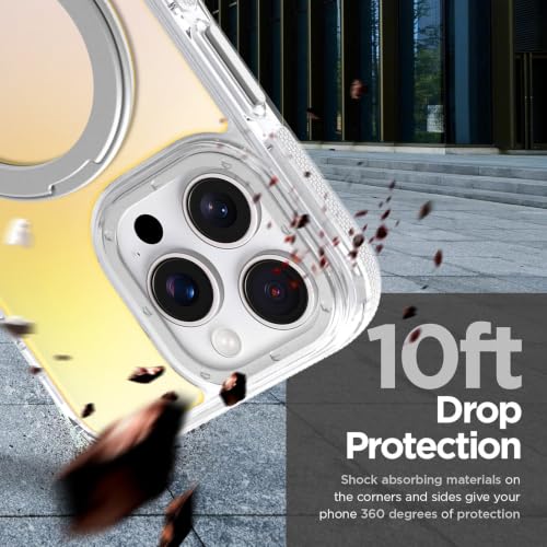 Image of Magnetic for iPhone 15 Pro Max Case with 360 Stand [Compatible with Magsafe] [Fluorescent Design] [1 Screen Protector] Slim Translucent Matte Case for iPhone 15 Pro Max 6.7 inch, White