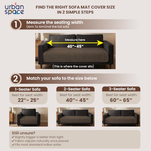 Image of Urban Space Velvet Embroidery Quilted Sofa Cover mat, Premium 3 Seater Non-Slip Sofa slipcover, Easy Care & Machine Washable, Seat Runner for Couch for Living Space (3 Seater - Honeycomb Brown)