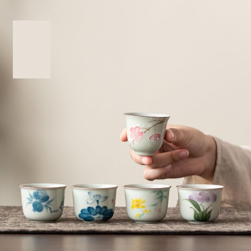 Filiżanka do herbaty Chiński kubek do herbaty, podróżny kubek do kawy, ręcznie malowany kubek do herbaty, kolor emaliowany ceramiczny kubek do herbaty, zestaw chińskich filiżanek do herbaty