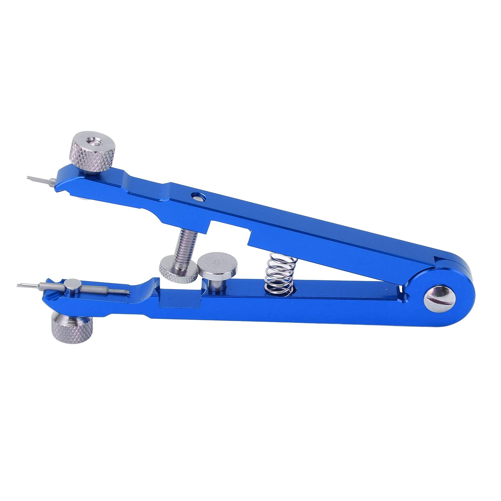 Pince à barrettes de montre avec 6 embouts, outil de retrait de bracelet de montre en alliage d’aluminium, forme en V, pour un réglage rapide de la sangle et un remplacement des ba (Bleue)