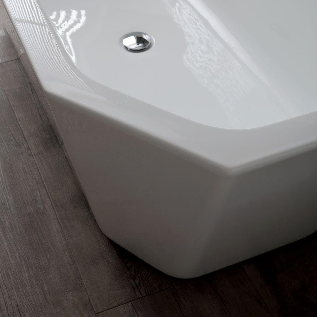 Kiamami Valentina Bañera Central acrílica Octogonal Blanca Betty | 161 x 74 x 56 cm (largo x ancho x alto), orificio de rebosadero, desagüe incluido, diseño moderno para baño