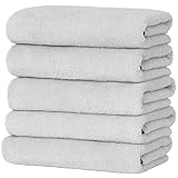 【Amazon.co.jp限定】タオル研究所 [毎日シンプル] #001 ミニバスタオル ソフトグレー 5枚セット 高速吸水 速乾 綿100% 耐久性 毛羽落ち少ない 【選べる7色】 Japan Technology