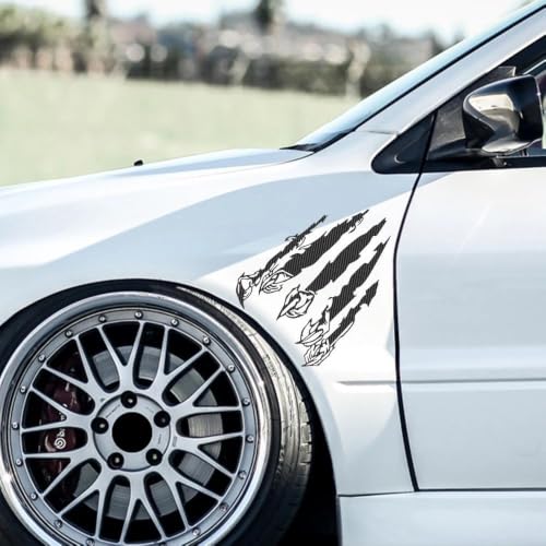Autocollants voiture griffe de bête argent mat 25cm stickers latéraux imperméables - 3