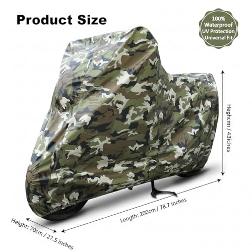 Image of Sulfar 100% Waterproof Universal Bike Cover UV Protection & Dustproof Bike Body Cover for Two Wheeler Bike Scooter Scooty Activa (Jungle White)