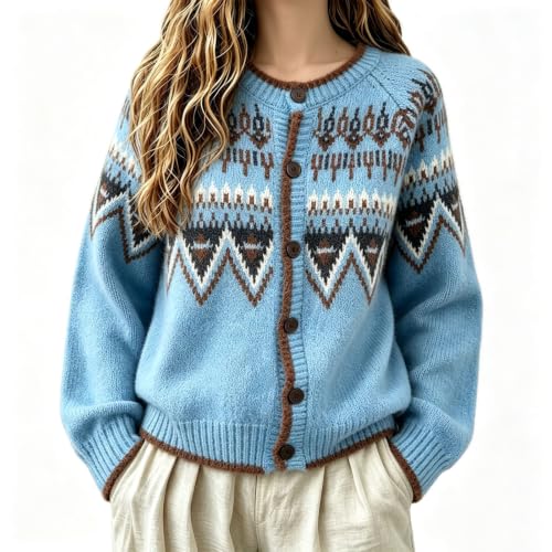 Womens Sweaters Cardigan Vintage Long Sleeve Button Down Knit Sweater - image 1
