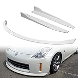 Q1-TECH, 5PCS Front Bumper Lip + Side Skirt Rocker Winglet Canard Diffuser Wing Compatible with Nissan 350Z (2006 2007 2008 2009), Front Bumper Lip Spoiler Air Chin Splitter ABS (Painted White)
