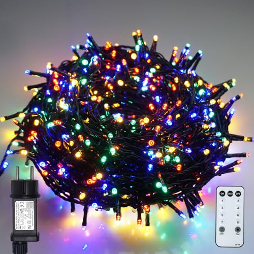 BIUDN 300LED Lichterkette Bunt Außen,15M Lichterkette Bunt Innen 8Modi 4 Helligkeitsstufen Timer Wasserfest Bunte LEDLichterkette Outdoor Indoor,Geeignet...