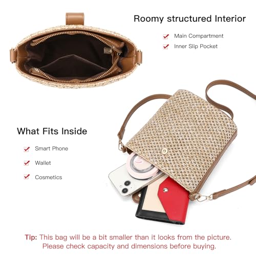 Small Straw Crossbody Bag for Women Woven Summer Shoulder Phone Purse Beach Handbag for Vacation3