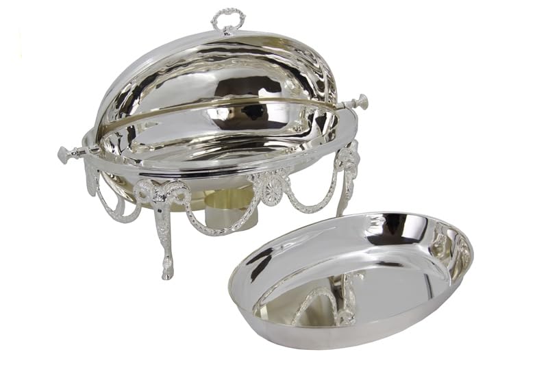 Royal Family Portavivande elegante con scaldino, Finitura Argento (54x40,5x35)