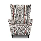 Wing Chair Slipcovers 2 Pieces Printed Wingback Chair Covers Armchair Covers Stretch Spandex Sofa Slipcover with Elastic Bottom for Living Room Bedroom Dining Room (Boho)