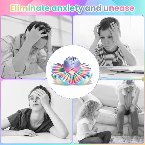 Gear Ball, 3D Printed Gear Sphere Fidget Toy, Sensory Stress Relief Ball for Kids and Adults, ADHD Autism Desk Toy Stocking Stuffer Unique Fun Office White Elephant Gift (Rainbow, 2.6 inches) - 2