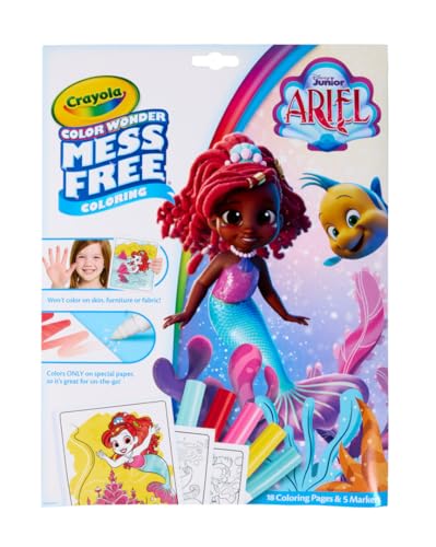 Crayola Color Wonder Disney Junior Ariel - Páginas para colorear sin desorden, regalo para niños pequeños, actividades de viaje, colorear Disney, a partir de 3 años