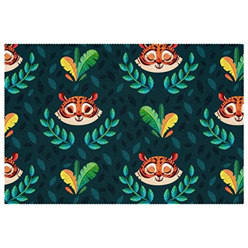 Sets de table tigre antidérapant résistant chaleur table manger x6