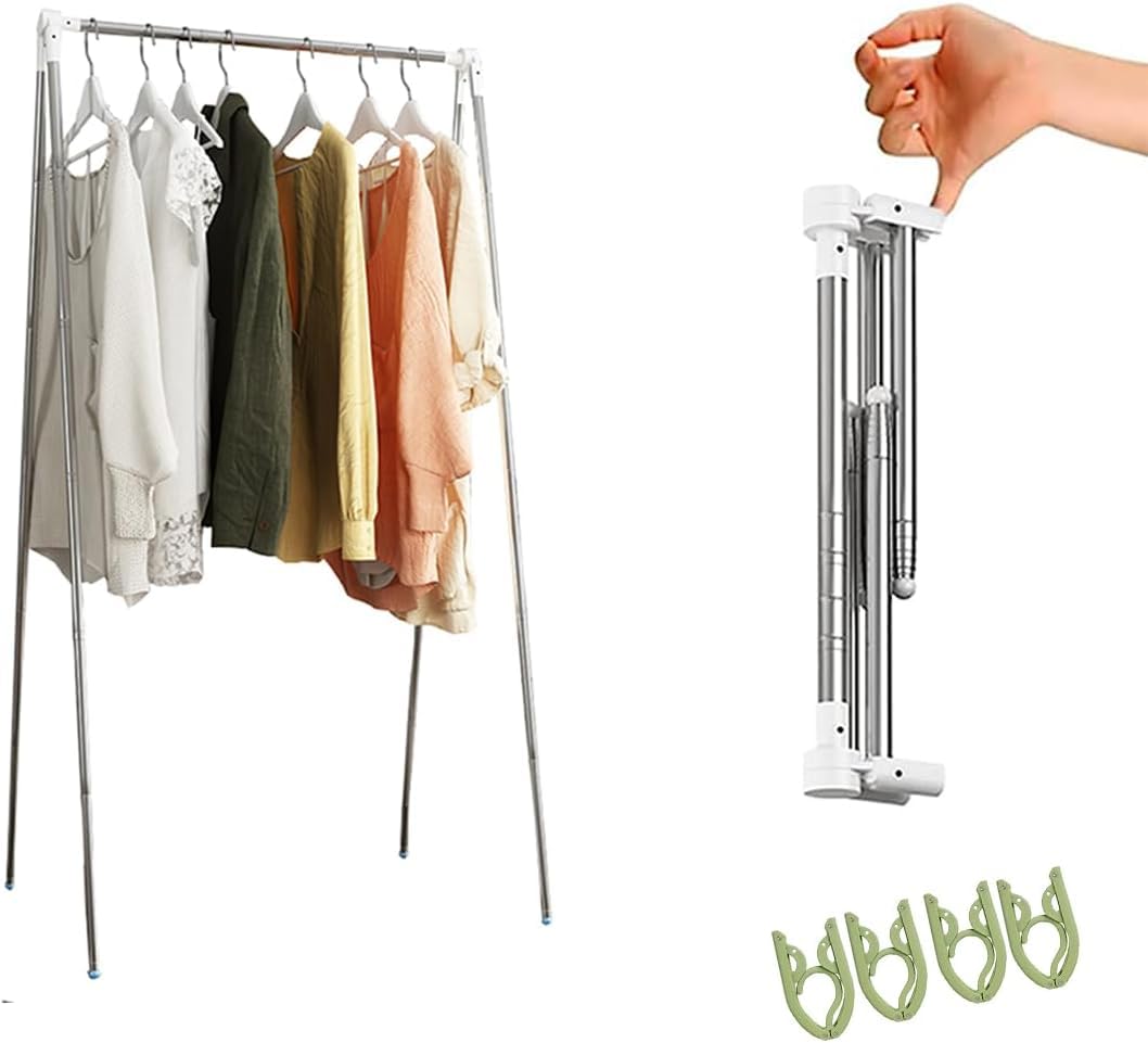 SYAMEET Travel Portable Clothes Rack, Foldable Garment Rack, Can be Used for Indoor Drying Clothes, Suitable for Business Trips,Travel, Camping, Dance Studio and Many Other Life Scenarios.