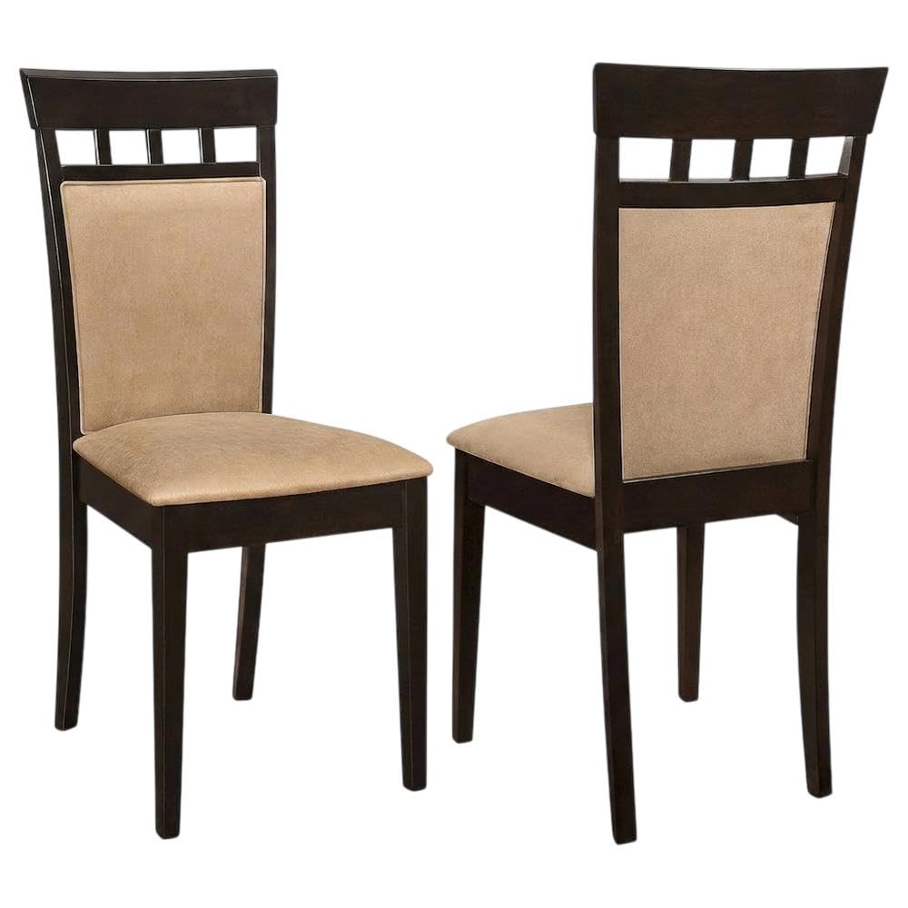 Polyester-Upholstered Wood Dining Side Chair with Closed Back by Furnifact – Wood, Brown, Pack of 2
