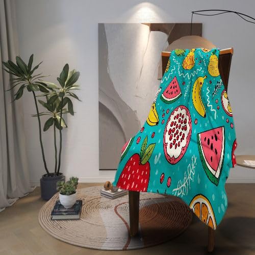 Manta Polar 220 x 240 Frutas de Colores, Mantas para Cama 105 de Franela Cálida y Cómoda para Niños y Adultos, Mantitas para Sofá Reversible para Cubre Sofa Colchas, Fácil de cuidar_8411a