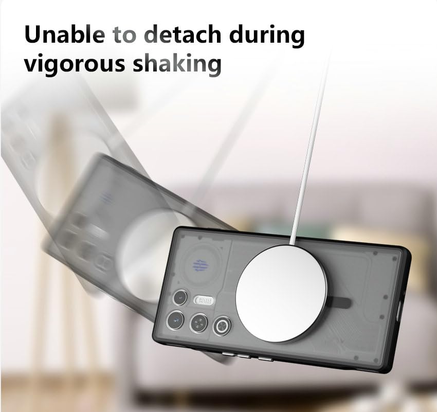 Image of Compatible with ZTE Nubia RedMagic 9 Pro Case Cover,Compatible with ZTE Nubia RedMagic 9S Pro+ Built-in 360Rotating Magnetic Mount Matte Translucent Phone Protective Case Black