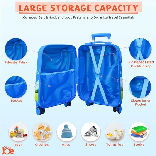 Image of JUNIOR JOE 20 Inch ABS 4 Double 360 Degree Wheels Travel Trolley Suitcase for Kid's Mother (Sky Blue)