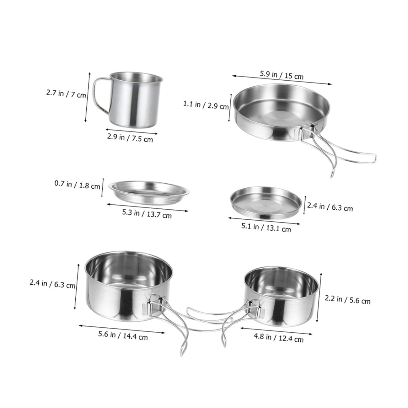 Kit Casseroles Camping INOX Léger pour Personnes Batterie Cuisine Portable Pique- Randonnée Outdoor