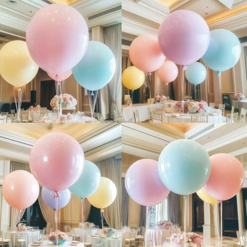 Image of 32 Pack Pastel Balloons 36 inch Multicolor Macaron Balloon for Day Girls Birthday Baby Shower Easter Party Decoration
